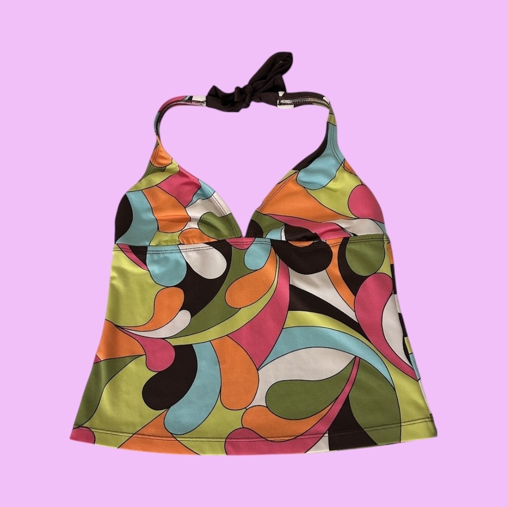 Vintage y2k 2000s Halter Tankini Swim Top Size 6 SMALL Beach Vacation
